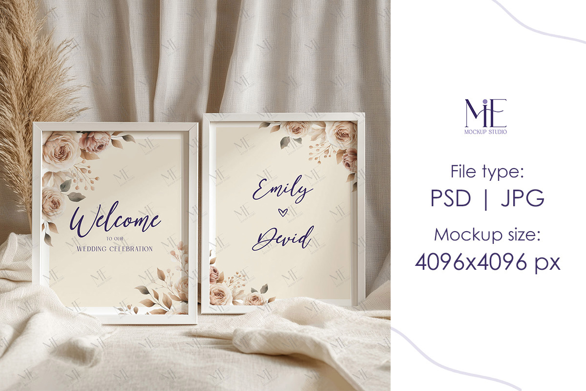 Double Table Sign Mockup, Framed Sign
