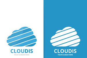 Vector Of Cloud Logo Combination. Loading And Download Symbol Or Icon. Unique Upload And Network Logotype Design Template.