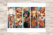 Floral Dogs Bookmarks Pets Printable, an Animal Illustration by GlamArtZhanna (Thumbnail 3 of 3)
