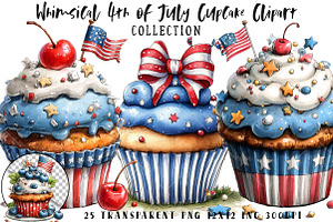 Whimsical 4th of July Cupcake Clipar, an Illustration by OK Design