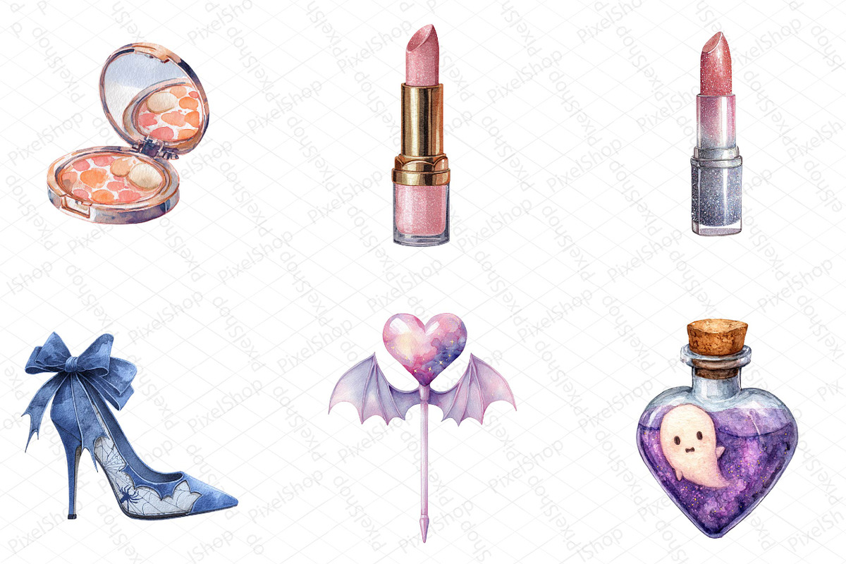 Watercolor Girly Halloween Clipart, an Illustration by DreamPrint404 (Photo 4 of 5)
