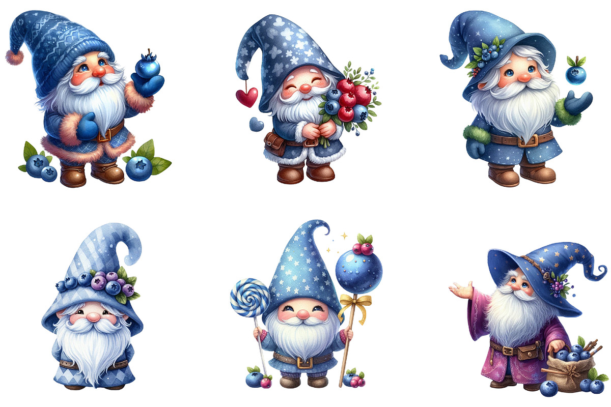Gnome Clipart, Blueberries Gnome, an Illustration by DreamArtGraphic (Photo 2 of 6)