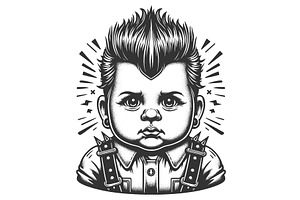 Punk Baby With Mohawk And Spikes