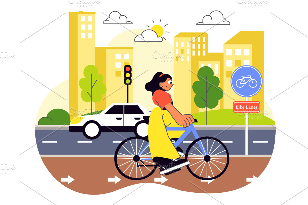 10 Urban Cycling Illustration, a Transportation Illustration by denayunebgt (Photo 4 of 4)