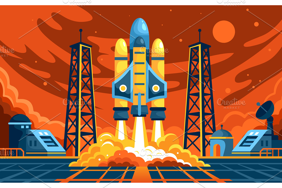 Rocket launch station. Spaceship, a Technology Illustration by Stock-Smart-Start