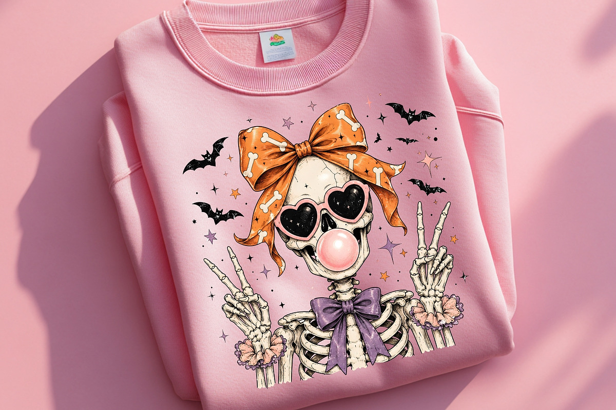Halloween Skeleton PNG Coquette Bow, a Seasonal Illustration by SugarCloudStudioArt (Photo 4 of 6)