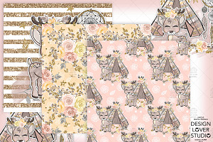 Boho Deer Digital Paper Pack