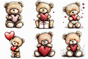 Whimsical Valentine Teddy Bear Clipa, an Illustration by Libby Wishes (Thumbnail 4 of 9)