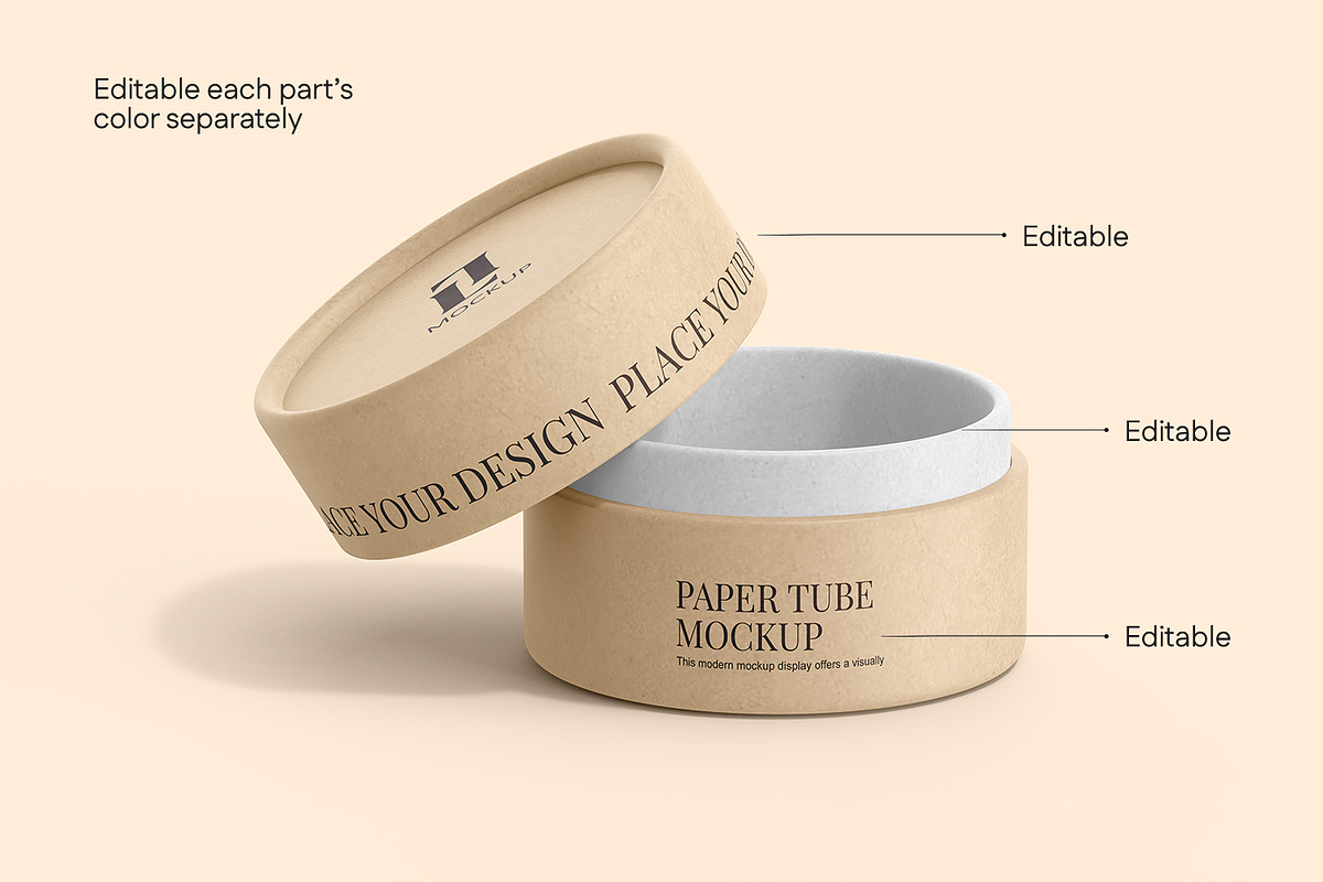 Kraft Cylinder Paper Tube Mockup, a Packaging Mockup by Ram Studio LLC (Photo 6 of 12)