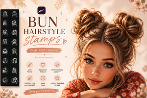 Procreate bun hairstyle brushes