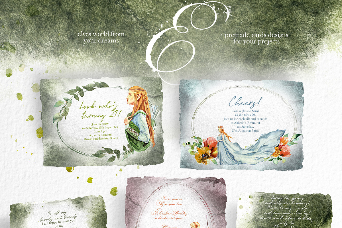 Watercolor Elf Clipart Set, a Person Illustration by ArtCreationsDesign (Photo 2 of 8)