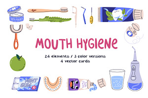 Dental oral hygiene tools set, cards, a Healthcare Illustration by Good Studio