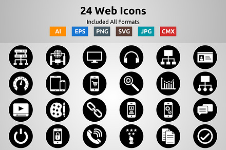 Line Circle Inverted Web Icons