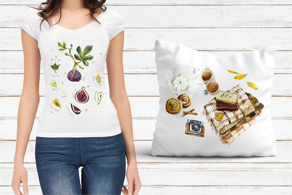 Watercolor Autumn Picnic, a Food Illustration by Budogoshch (Photo 4 of 10)