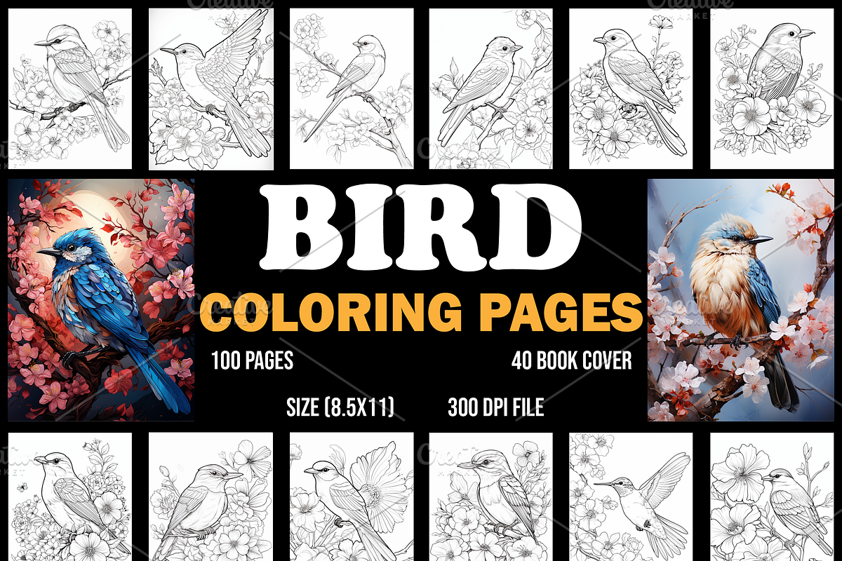Bird And Flower Coloring Pages Adult, a Stationery Template by Design Station (Photo 1 of 4)