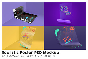 Realistic 3D Poster PSD Mockup