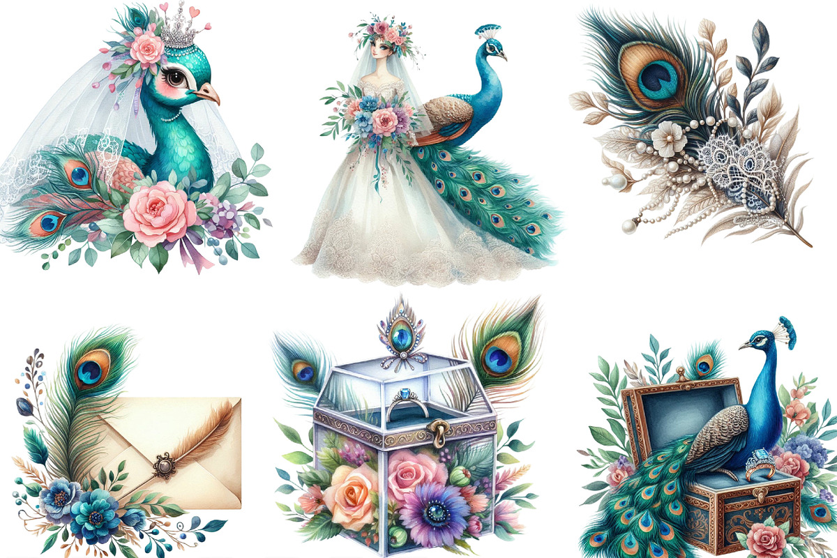 Wedding Peacock Clipart, an Illustration by Designking (Photo 3 of 4)