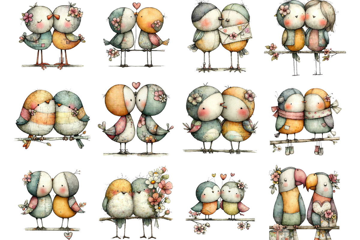 Bird Couple Sublimation Bundle, an Illustration by Designking (Photo 2 of 5)