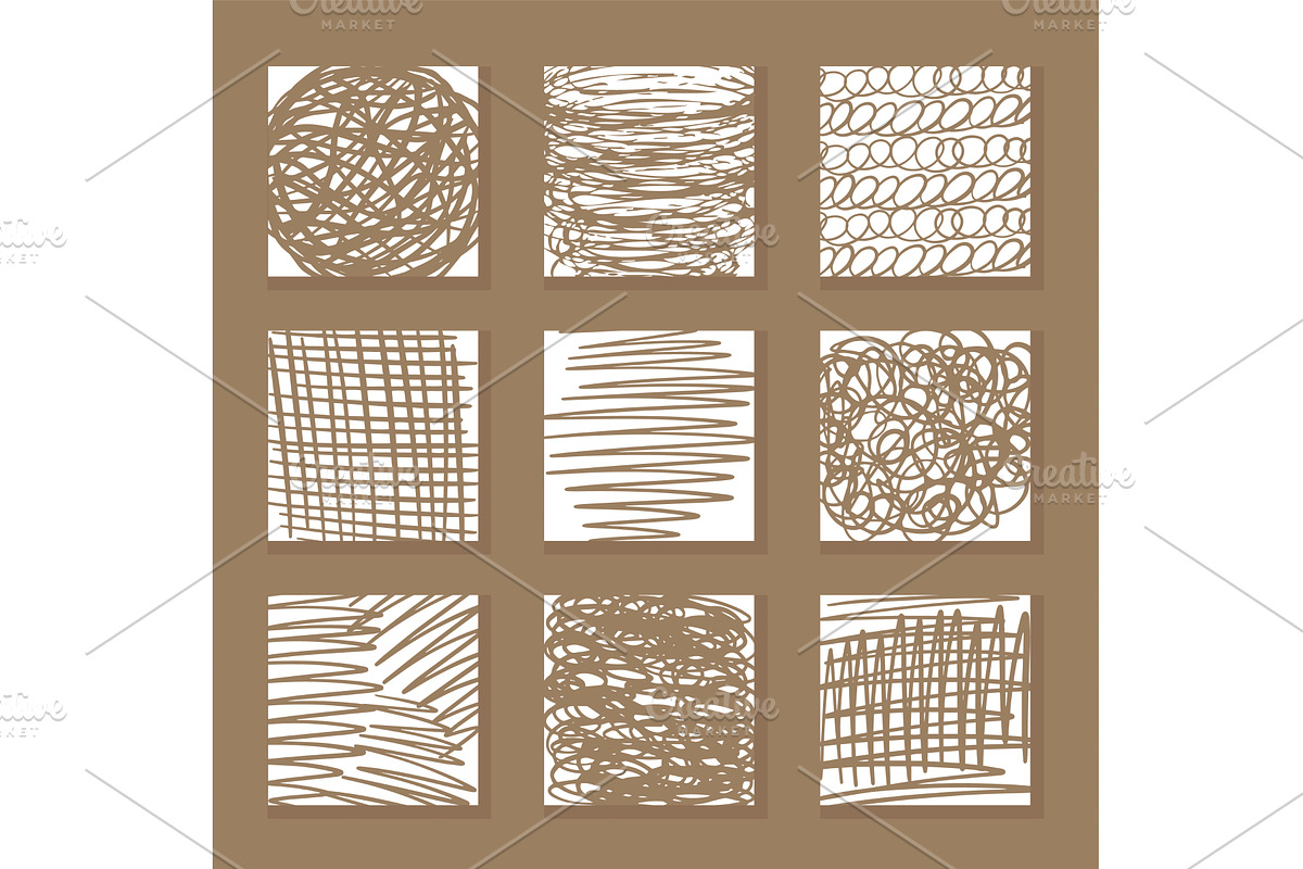 Hand drawn brown line texture set, a Texture Illustration by Nenahliadava Design