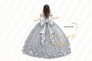 Silver Princess Ball Gown Clipart, a Person Illustration by Sunflower Day Love (Thumbnail 3 of 3)