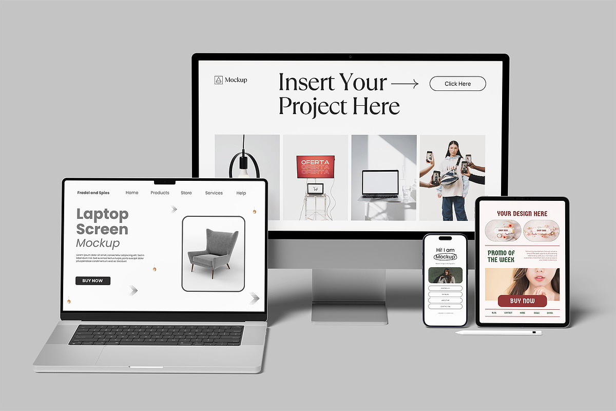 Multi Devices Responsive Mockup, a Device Mockup by lamorastudio (Photo 4 of 11)