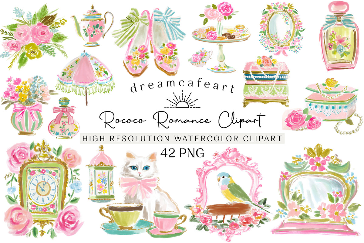 Rococo Romance Clipart Set, an Illustration by DreamCafeArt (Photo 1 of 6)