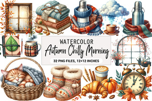 Autumn Chilly Morning Clipart, an Illustration by DreamArtGraphic