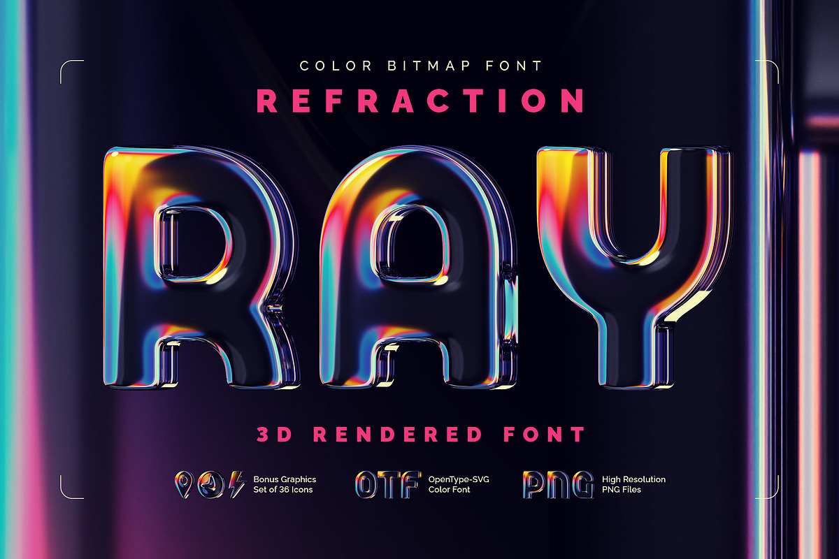 Refraction Ray - Color Bitmap Font, a Sans Serif Font by Gleb Guralnyk (Photo 1 of 5)