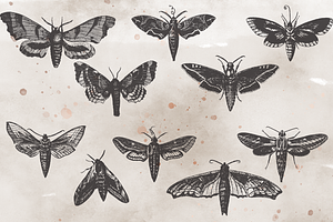 VintageVectorized-Moths2 Clipart