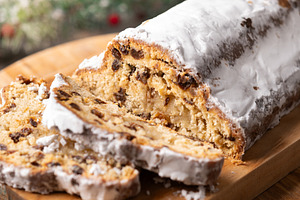 Traditional Christmas Stollen with Raisins and Powdered Sugar, a Food & Drink Photo by etorres69