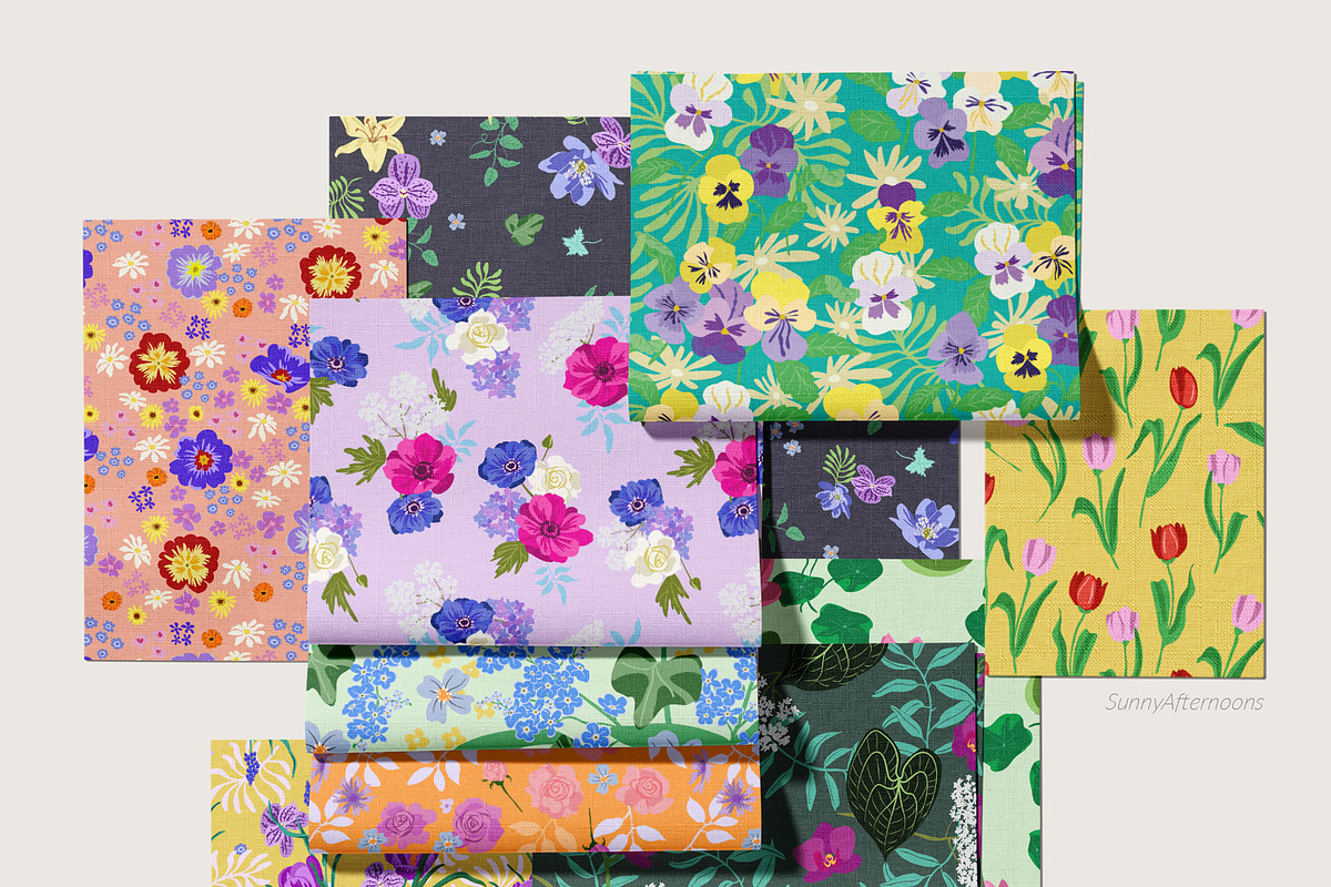 Flower Market Posters & Patterns, an Illustration by SunnyAfternoons