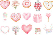 Watercolor Valentine's Day Clipart, an Illustration by Designking (Thumbnail 2 of 5)