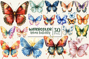 Colorful Spring Butterfly Clipart, an Illustration by OK Design