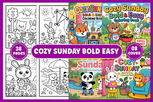 Cozy Sunday Bold & Easy Coloring, an Animal Illustration by Ink Gallery