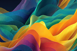 Vibrant Rainbow Waves Abstract Art C, a Background Photo by Pixeness Studio
