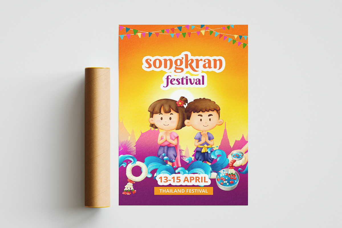 Splash & Smile Songkran Icon, a Person Illustration by CreativeValuation (Photo 9 of 14)
