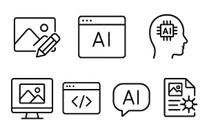Graphic icons representing, a Technology Illustration by ZinetroN