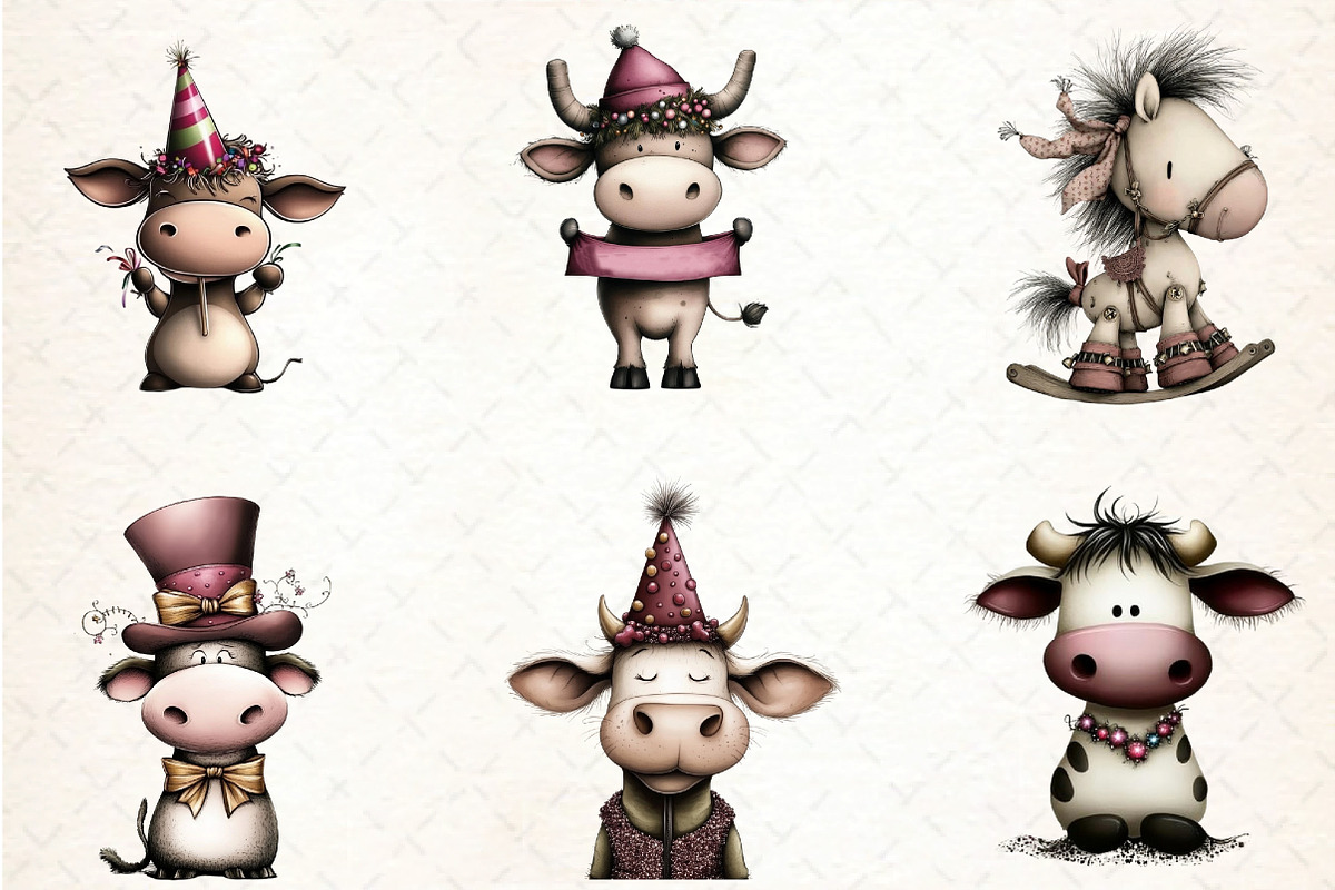 Watercolor New Year Cow Clipart, an Illustration by DreamCafeArt (Photo 6 of 6)