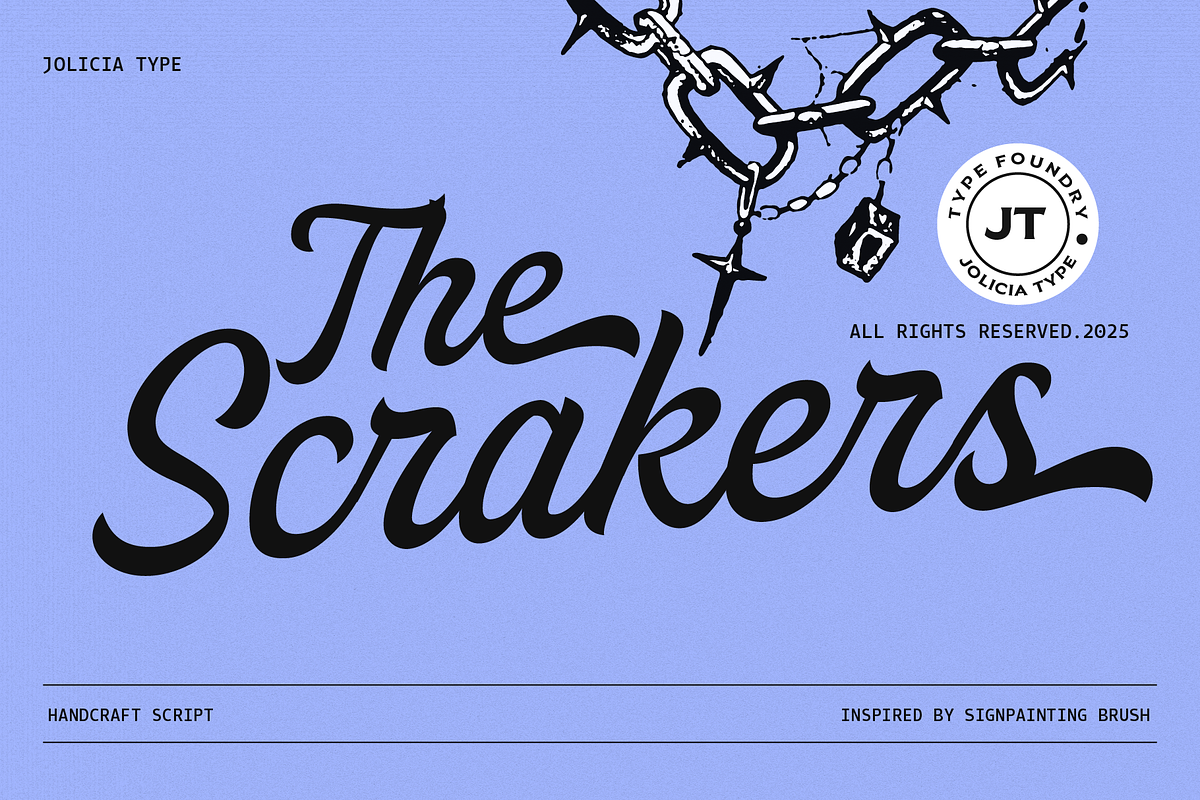 Scrakers | Vintage Font, a Script Font by Jolicia Type (Photo 1 of 13)