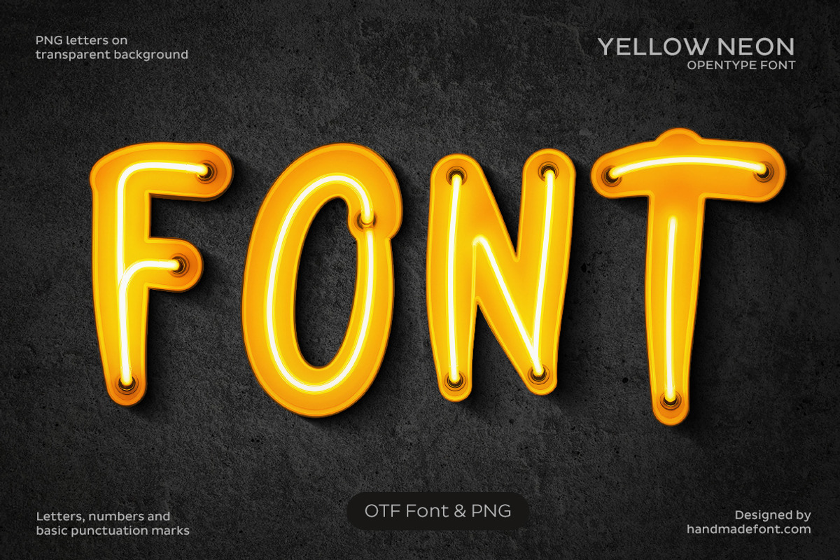 Yellow Neon Font, a Script Font by Handmadefont (Photo 1 of 20)
