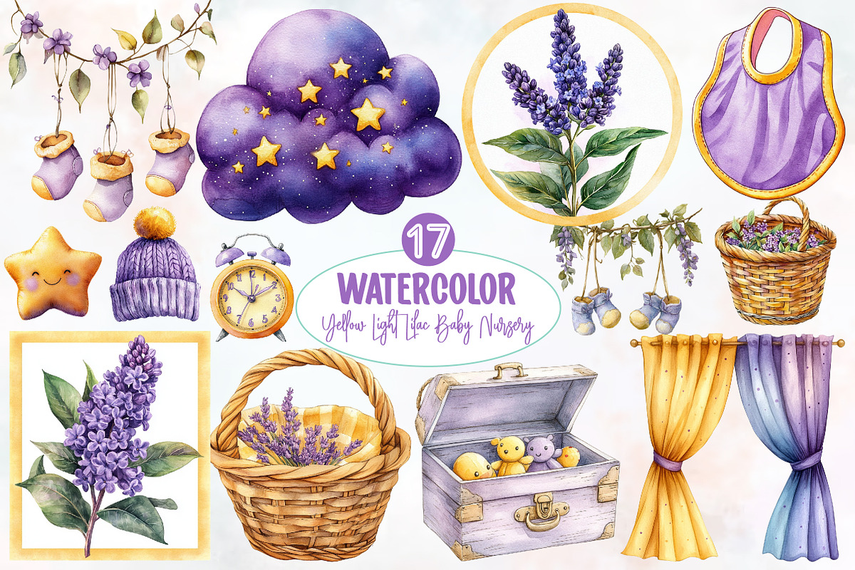 Yellow Light Lilac Baby Nursery, an Illustration by Designworld (Photo 1 of 5)