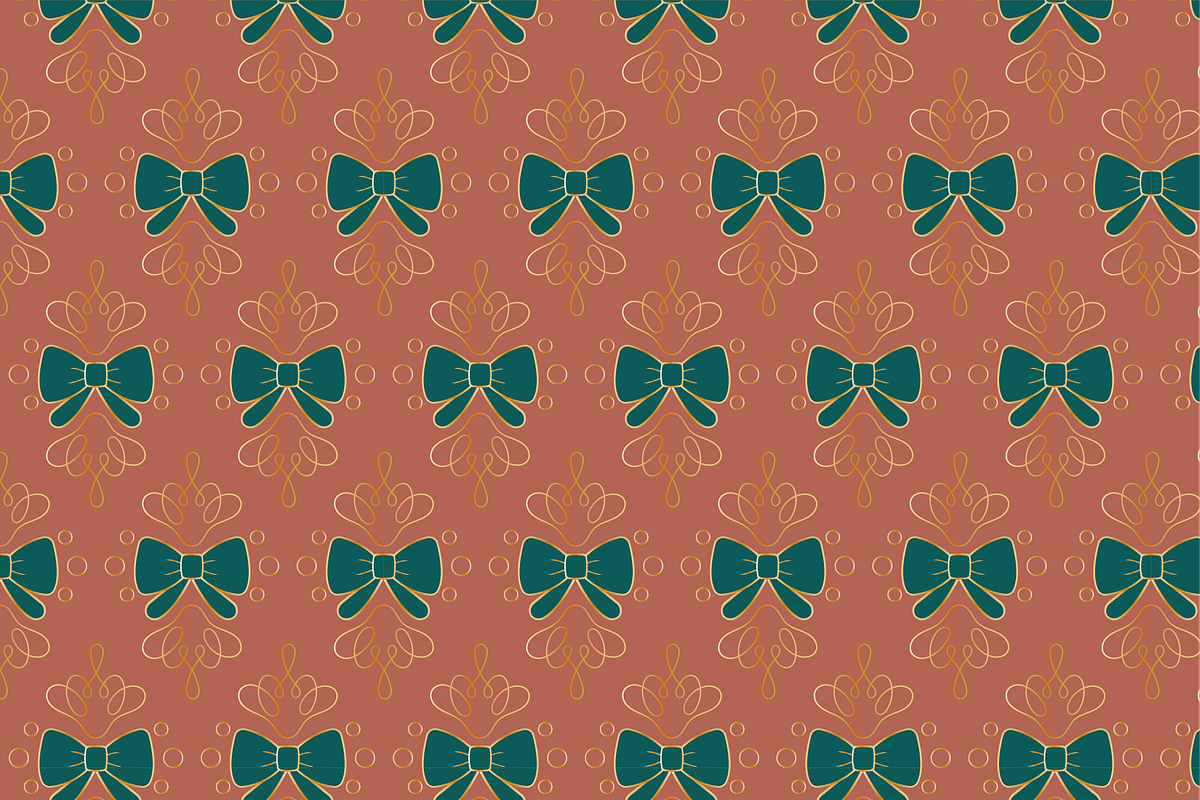 Vintage pattern with bows and gold, a Decorative Illustration by JYa_Design