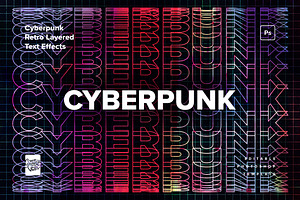 Cyberpunk Retro Layered Text Effects