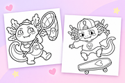 Spooky Axolotl Coloring Pages Vol. 2, an Animal Illustration by Inkivelle Studio (Thumbnail 2 of 3)