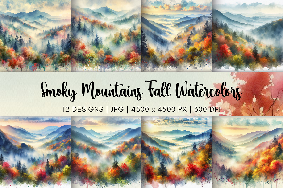 Smoky Mountains Fall Watercolors, a Seasonal Illustration by Flourish Spark (Photo 1 of 4)