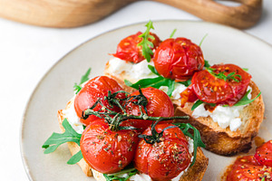 Bruschetta with cottage cheese, arug, a Food & Drink Photo by Edalin's Store