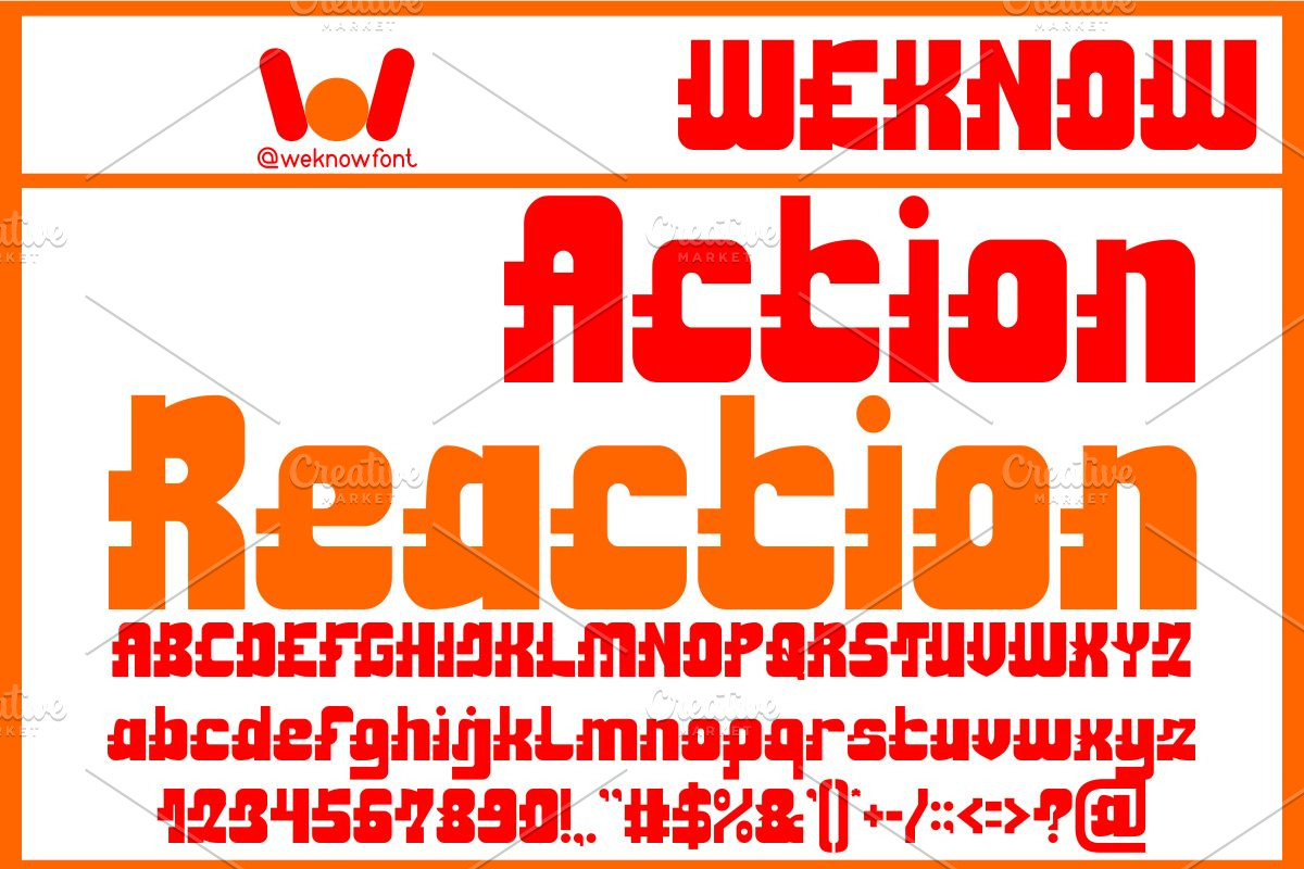 Action Reaction font, a Font by weknow (Photo 1 of 8)