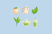 Green Tea Illustration Set, a Food Illustration by studiogstock (Thumbnail 2 of 3)