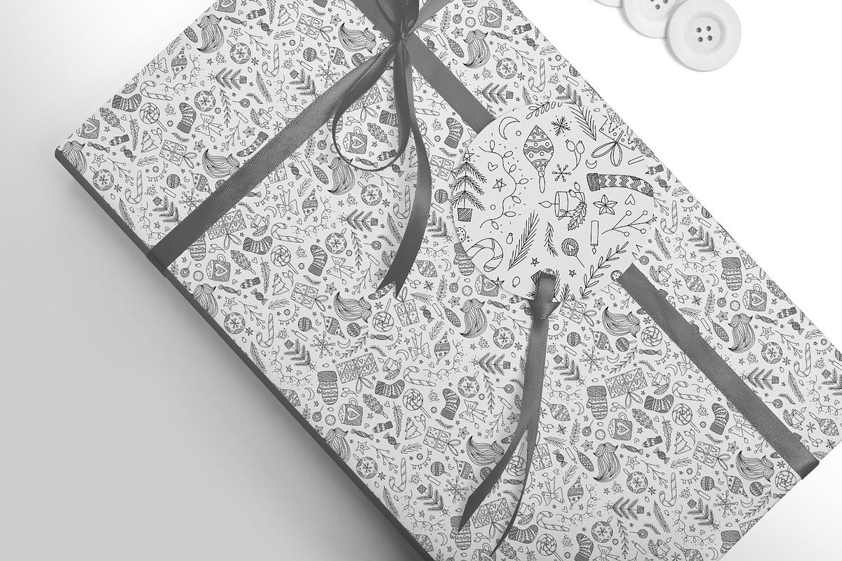 White Christmas Doodle Pattern, a Pattern Graphic by Chloe's Illustrations (Photo 3 of 4)