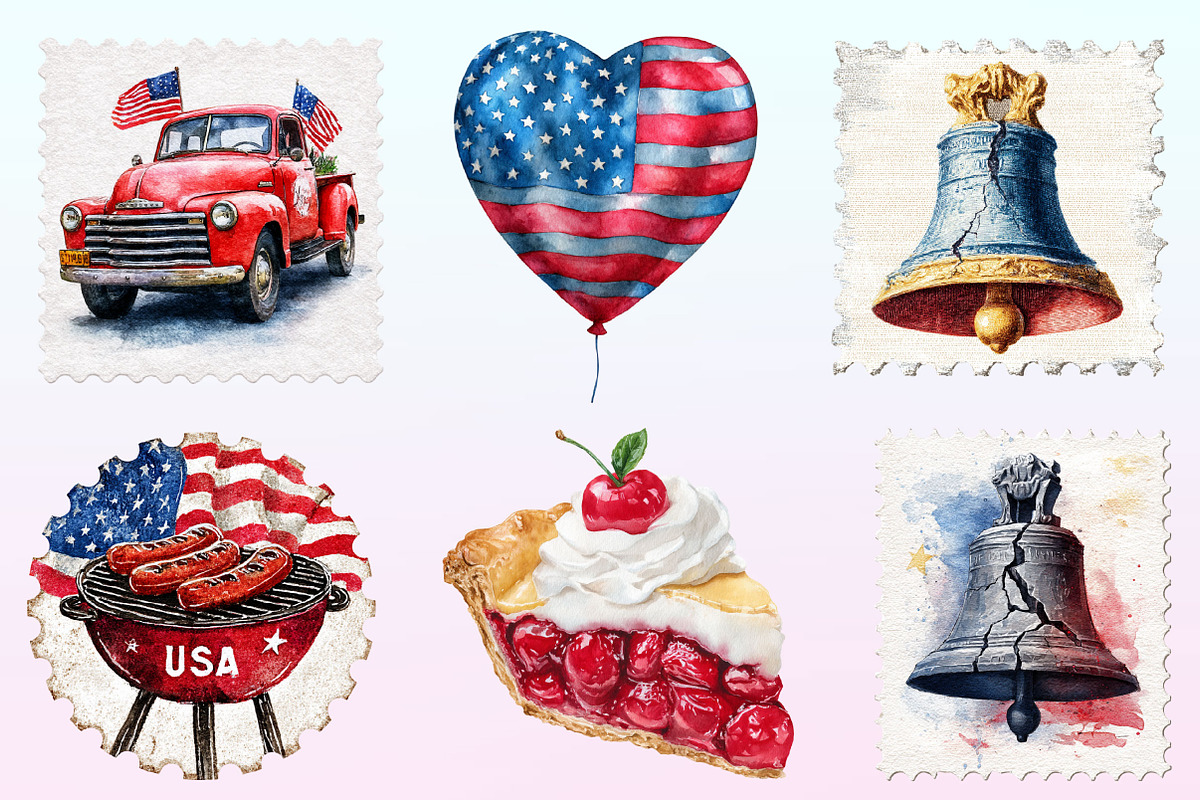 4th of July Postage Stamp Clipart, a Graphic by CitraGraphics (Photo 3 of 4)